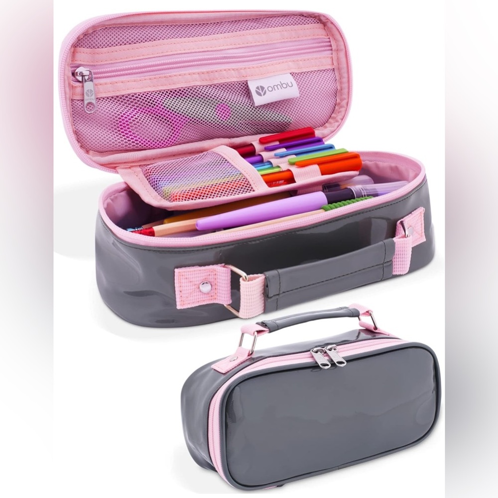 Ombu Large Capacity Pencil Case With Handle & Compartments For Adult & Kids